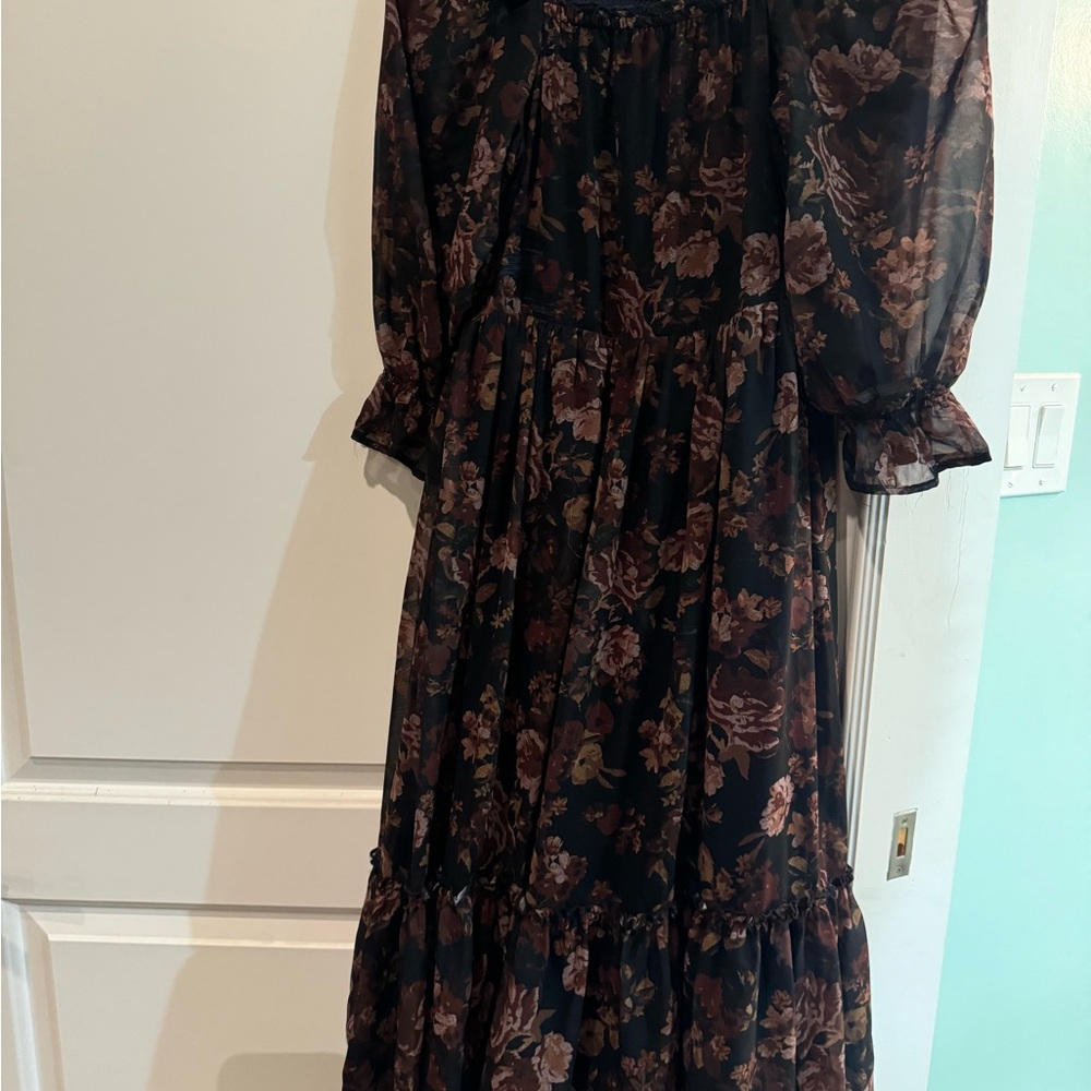 Floral Black and Brown Women's Dress